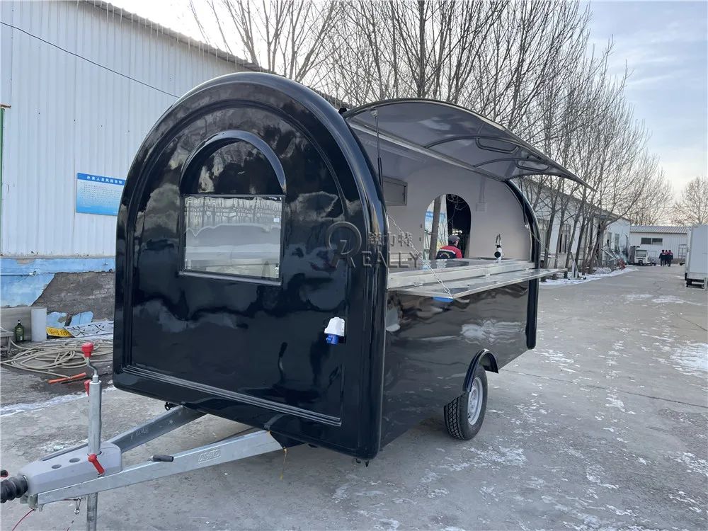 Remorque de cuisine mobile à poussée manuelle, hamburgers, frites, nourriture, café, fourgonnette, chariot, hot-dog, camionnette à crème glacée, nourriture électrique, design moderne