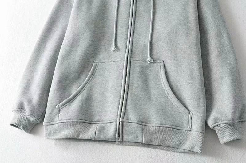 Loose Fit Fce-gefütterter Kapuzenpullover für Damen, Farbe Vielseitig, Lazy Sle Oberbekleidung, Frühling 2022, langer Sve-Reißverschluss