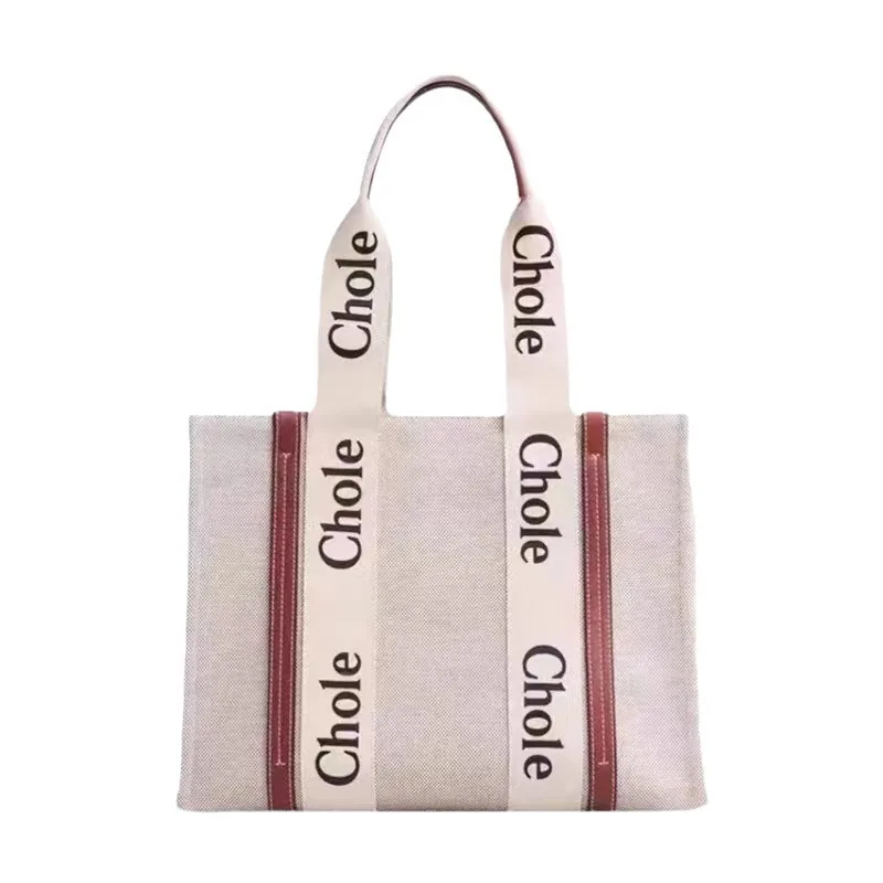 Letter canvas tote bag, niche and versatile, large capacity shopping bag, female college student computer bag