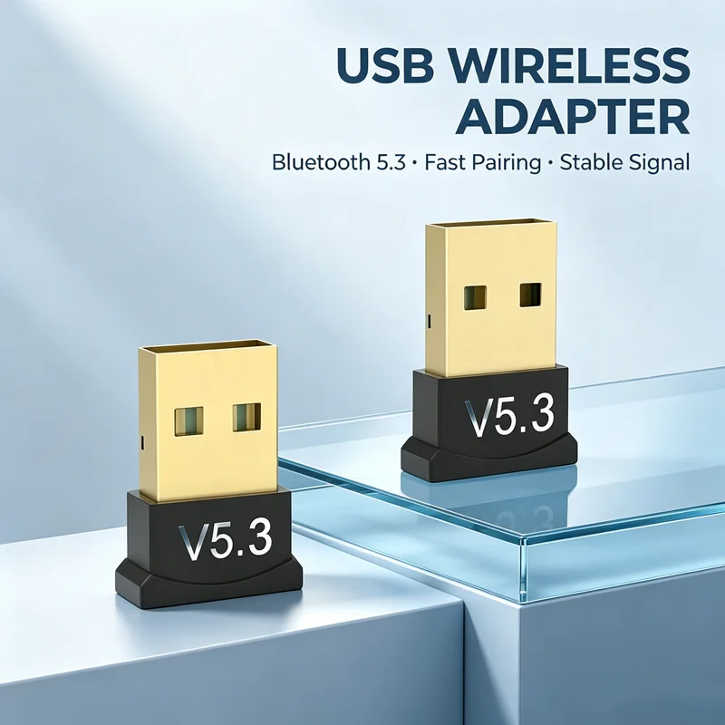 USB Bluetooth 5.3 Receiver Transmitter Wireless Audio Dongle Adapter For PC Speaker Laptop Mouse Keyboards Earphones Win8/10/11