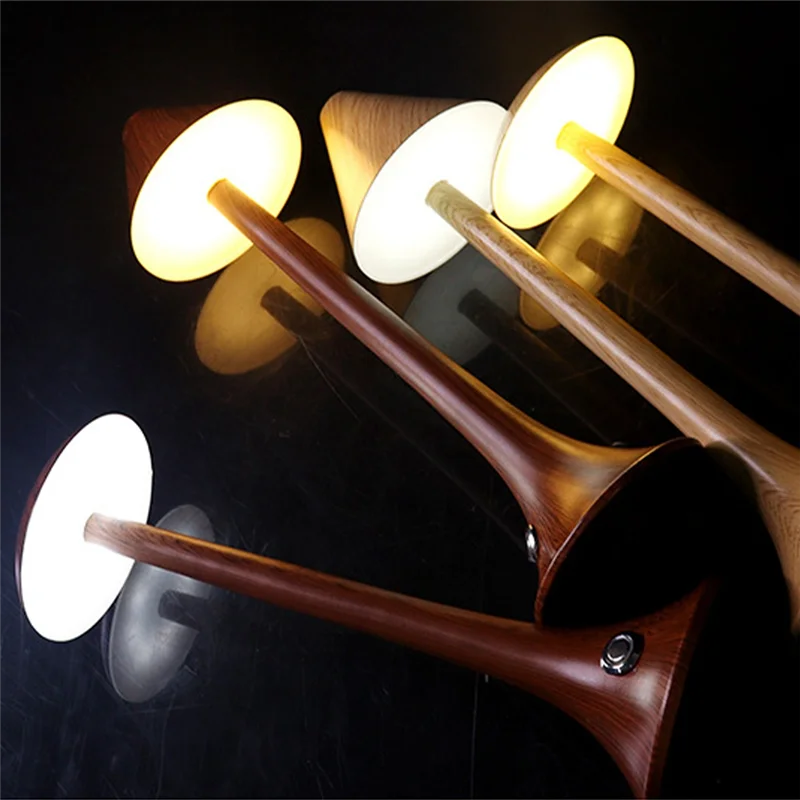 

A07F-Restaurant Table Lamp Bedroom Night Light Dimming Touch Imitation Wood Grain LED Night Light