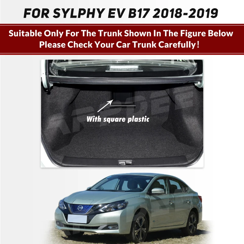 Auto Full Coverage Trunk Mat For Nissan Sylphy EV 2018 2019 Car Boot Cover Pad Cargo Liner Interior Protector Accessories