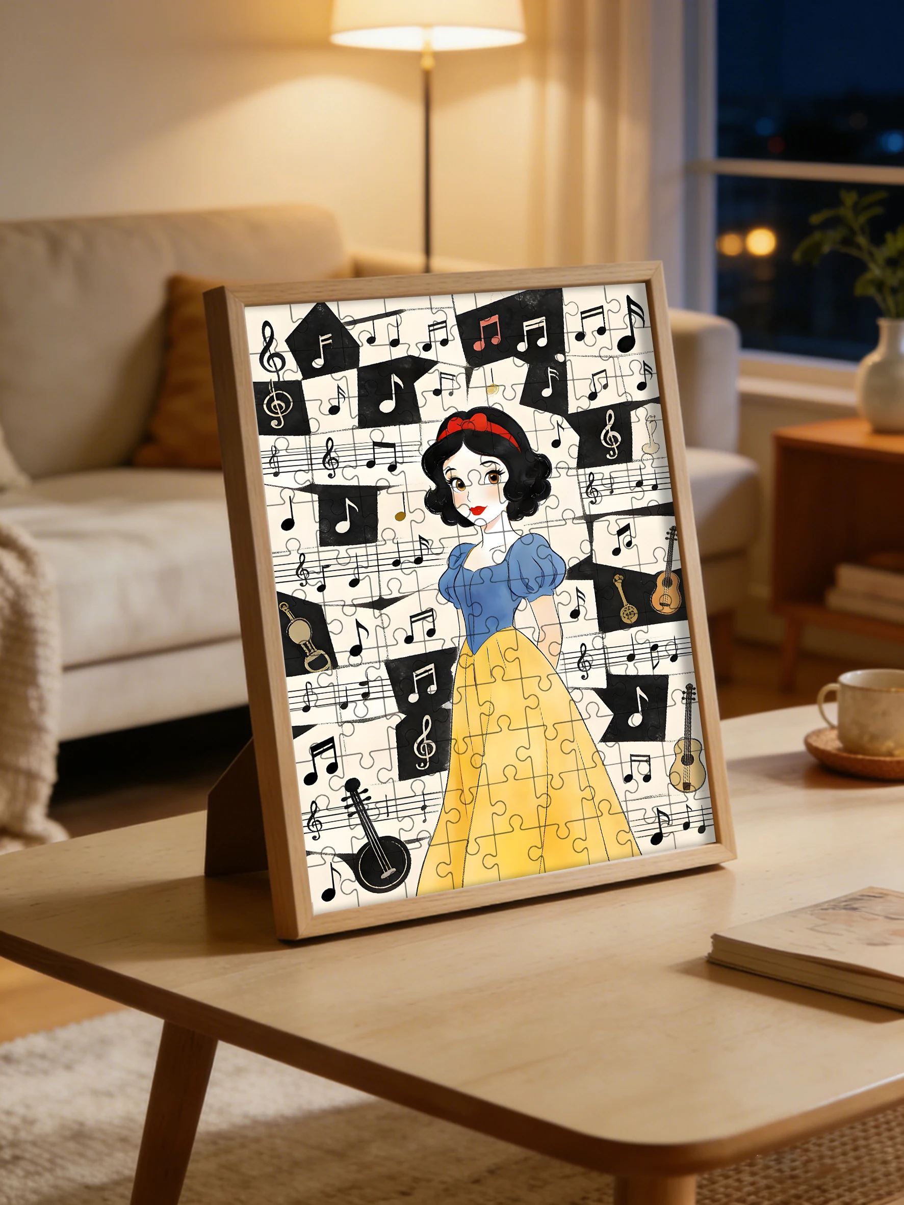 Disney Snow White Creative Pattern Wooden Floor Puzzle Game Various Piece Options Available - 108/200/300/500/1000 Pieces