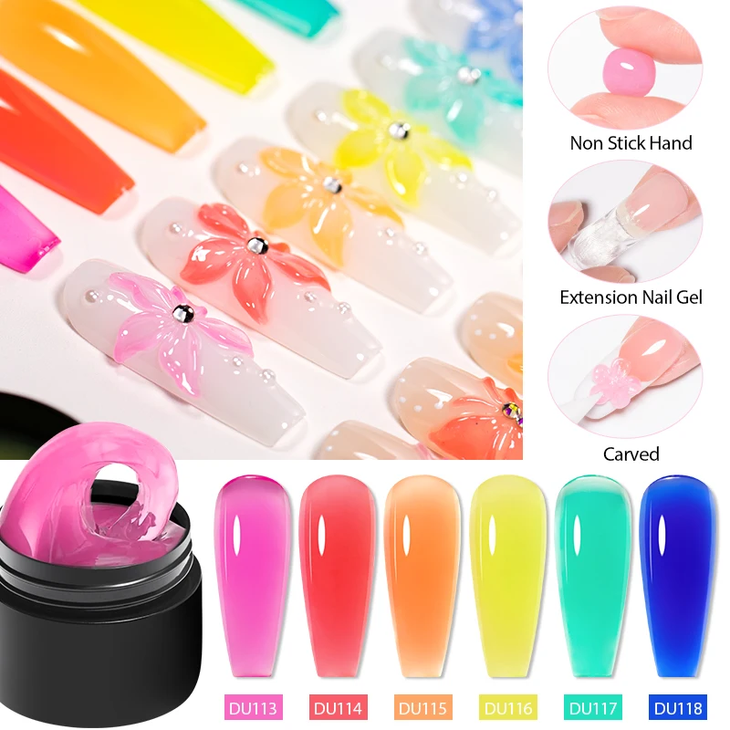 8ml geléia de vidro antiaderente extensão da mão gel unha polonês para 3d esculpido flor arte do prego acrílico gel verniz strass cola gel