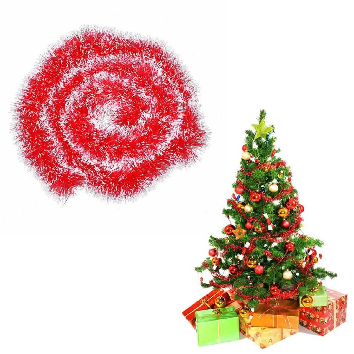 

Christmas Garland Thickened Colorful Decorative Xmas Party Wedding Festival Stair Handrail Decoration Soft Lightweight For Home