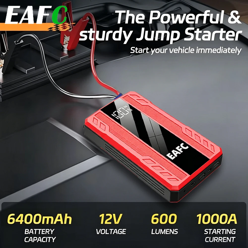 EAFC Car Jump Starter Power Bank Car Battery Starter 1000A 12V Auto Starting Device with LED Light For Auto Battery Booster