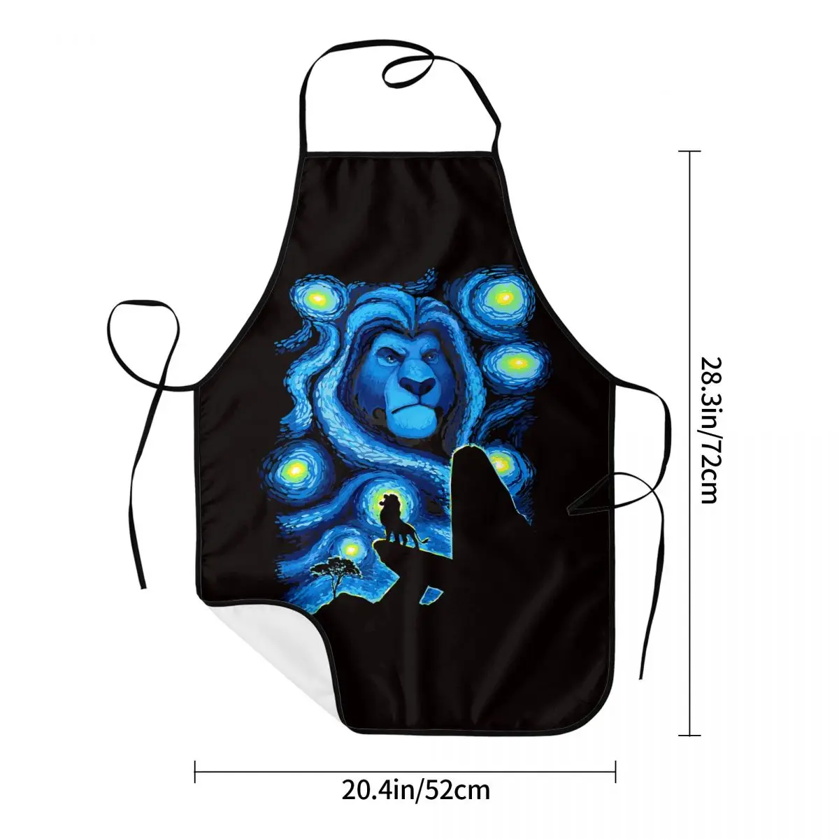 مخصص للجنسين الأسد الملك Mufasa ليلة مليئة بالنجوم فخر روك الشيف الطبخ الخبز المئزر الرجال النساء Tablier المطبخ للرسم