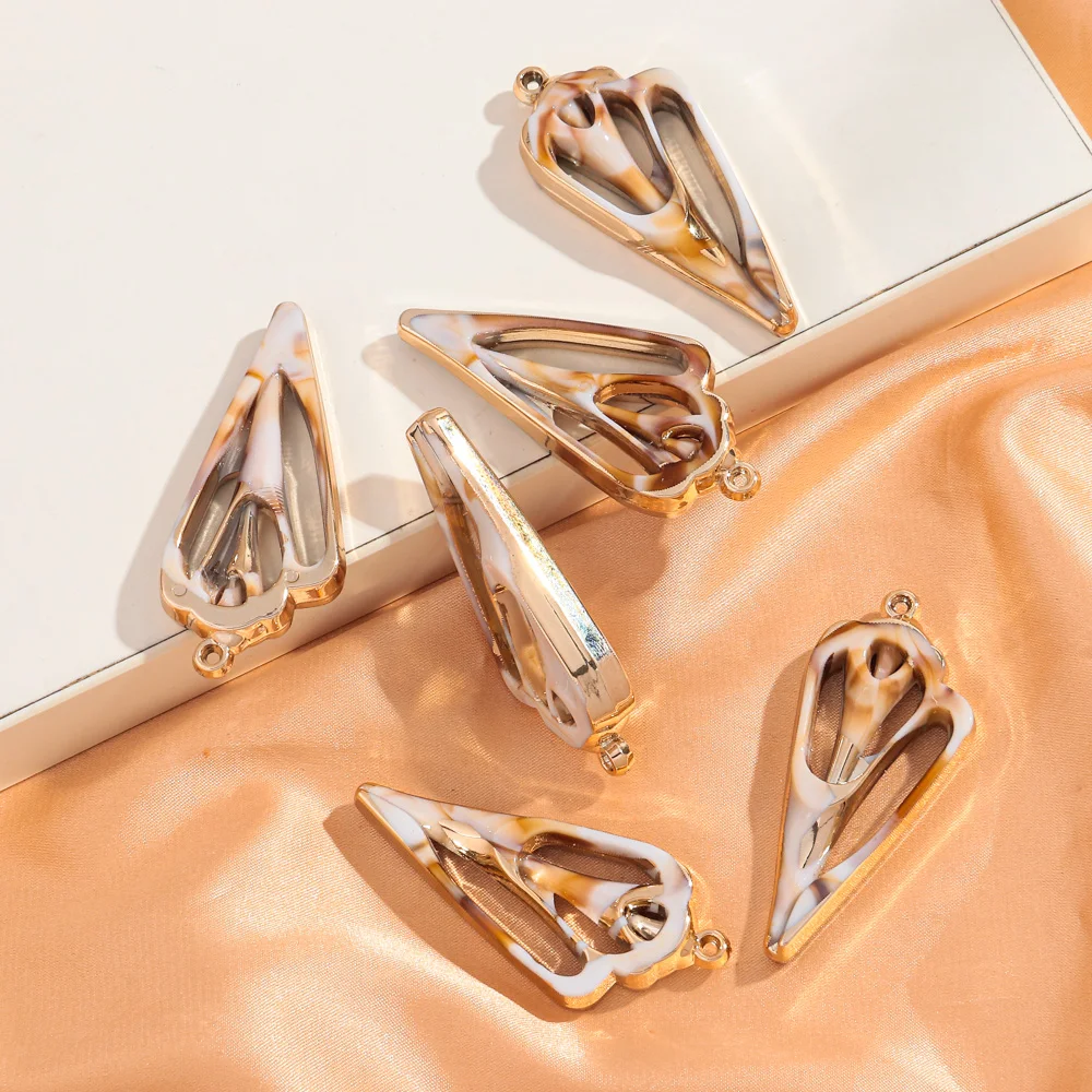 24x52MM 10pcs/lot Geometric Conch Shell Acrylic Charm Pendants Bead for DIY Jewelry Making Keychain Necklace Earring Accessories