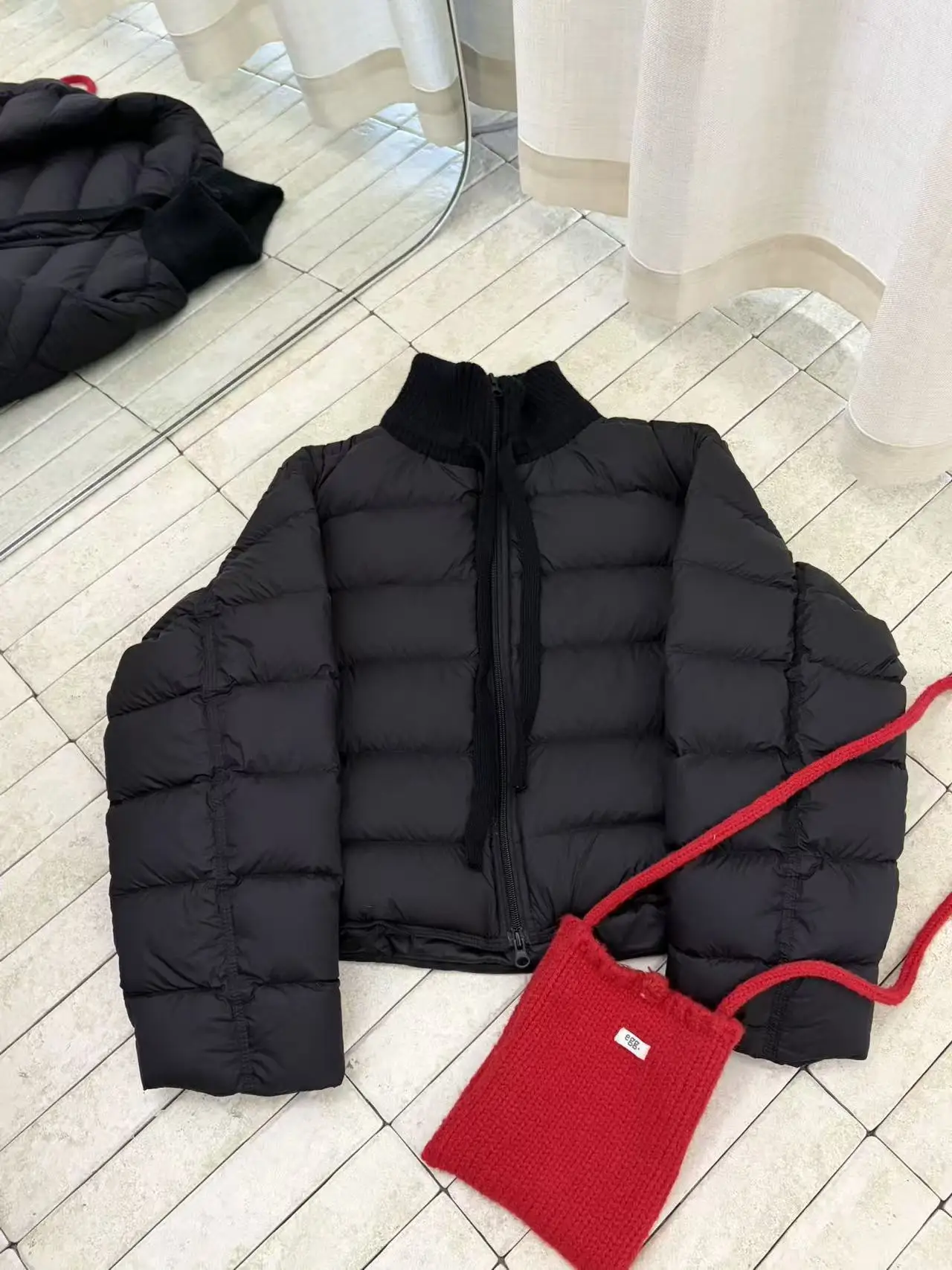 Winter Pork Rib Cold Proof Jacket Female Stand Collar Knit Splicing Down Jacket Women White Duck Down Warm Thick Parker Outwears