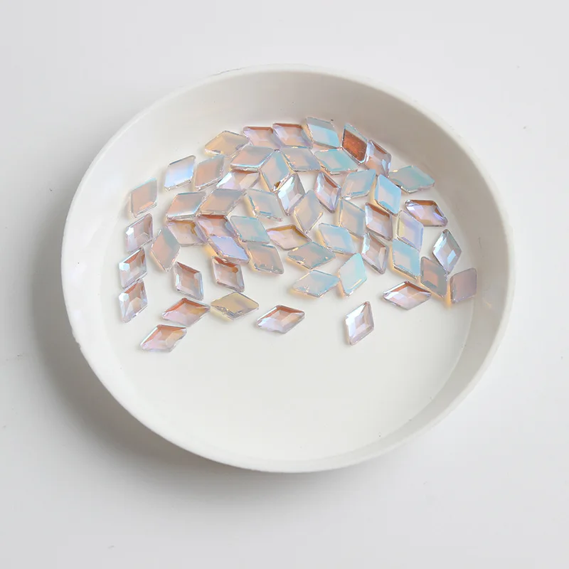 Venta al por mayor, 16 colores, 4x6,5mm, rombos, parte posterior plana, diamantes de imitación para uñas, cristales de forma especial, piedras artísticas, decoración personalizada 3D