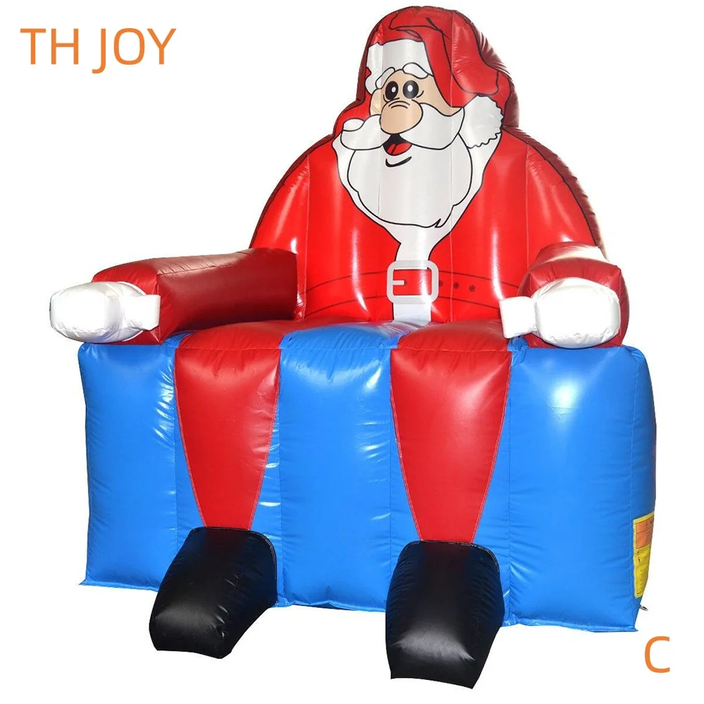 Envío aéreo rápido a puerta, silla inflable de Papá Noel de 2m de altura para Navidad, trono rey inflable grande para alquiler de fiestas