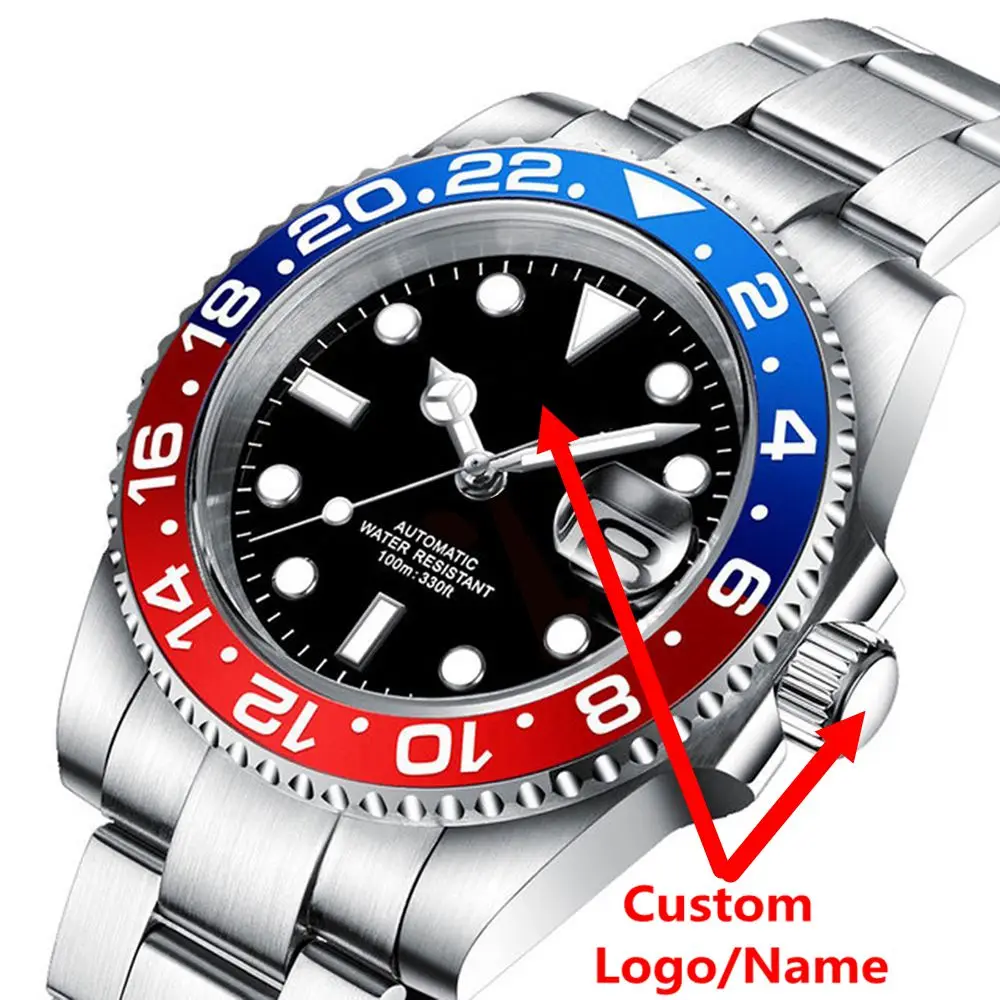 

Custom Logo 40mm Luxury NH35/MIYOTA Automatic Men 100M Dive Watch Sapphire Crystal Luminous Mechanical Sterile dress Wristwatch