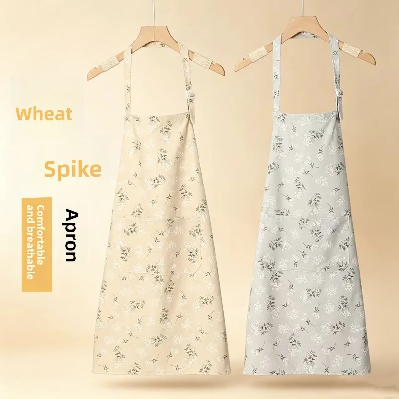 Versatile Women Cotton Linen Apron Breathable Anti Fouling with Adjustable Neck and Waist Ties Safety protective clothing