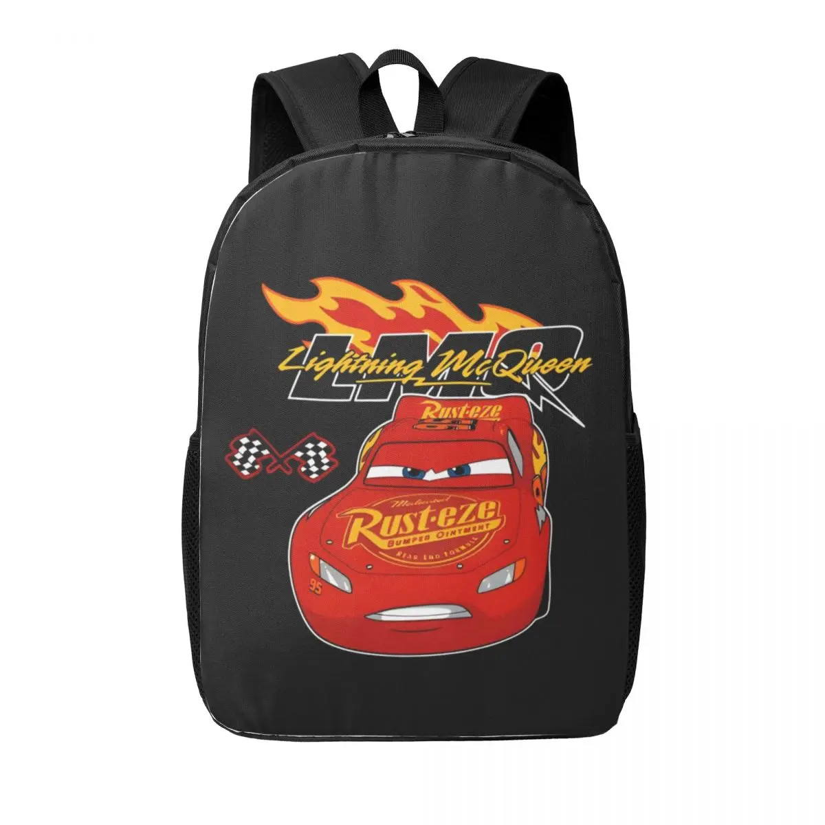 

Custom Retro Lightning McQueen Car Backpack Men Women Casual Bookbag for School College Cartoon Bags