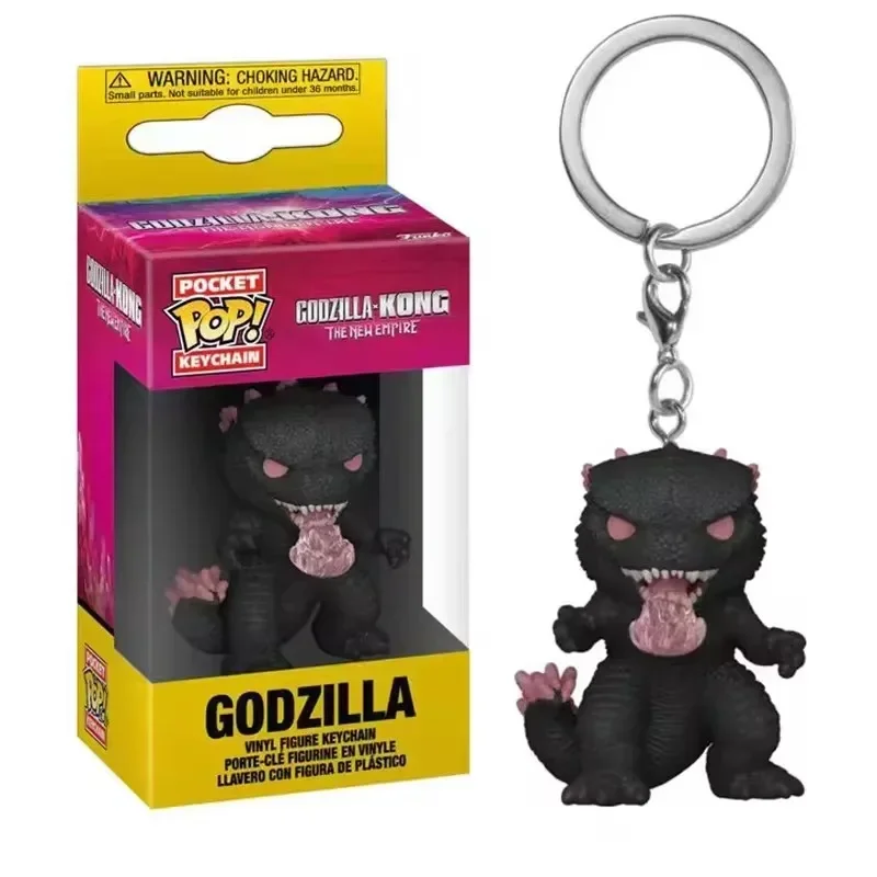 2024 جديد FUNKO Pocet سلاسل المفاتيح أفلام الإمبراطورية الجديدة Godzilla VS. كونغ الفينيل الشكل المفاتيح اللعب مع صندوق المفاتيح الهدايا