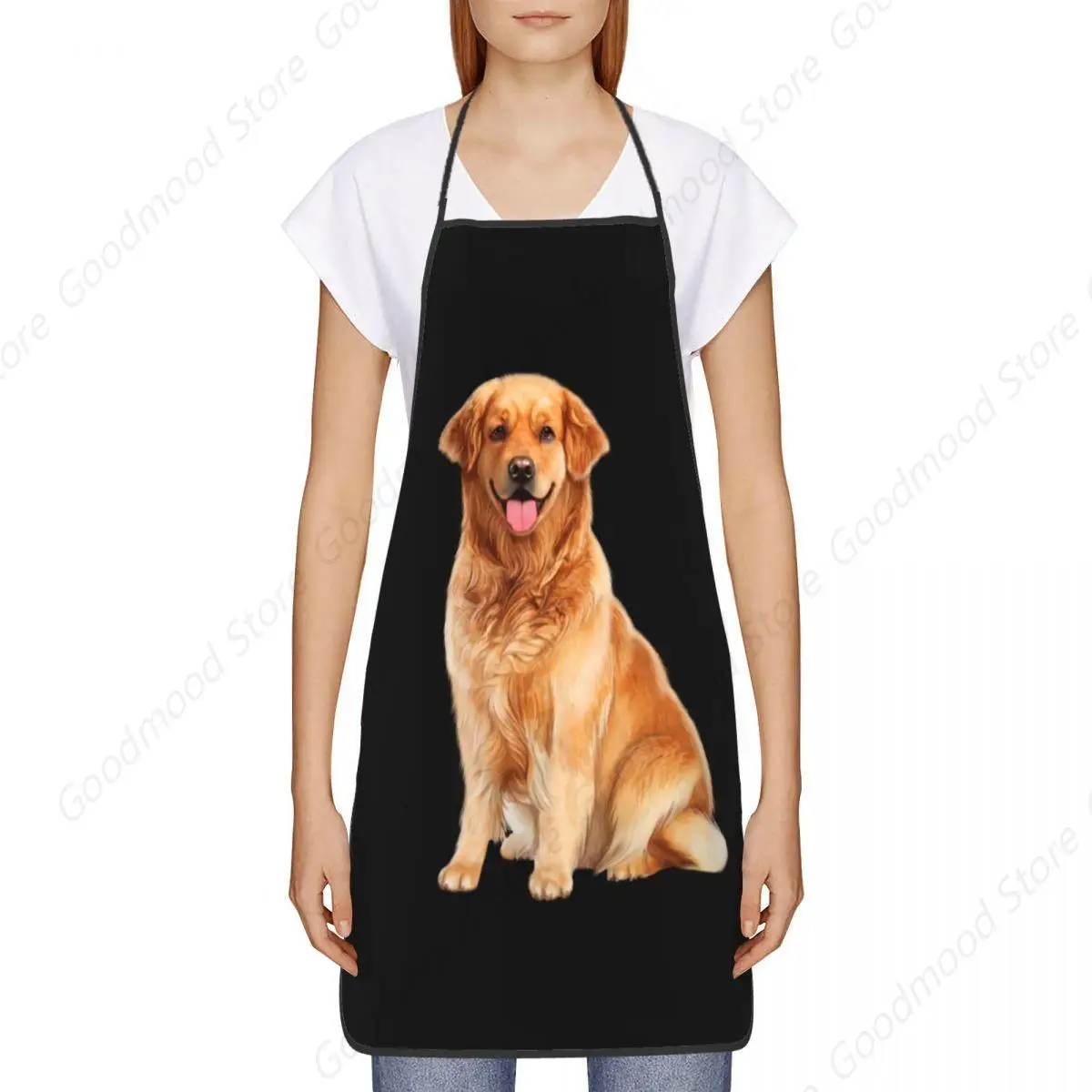 Golden Retriever Dog Apron for Women Men Unisex Bib Cooking Kitchen Tablier Cuisine Chef Painting