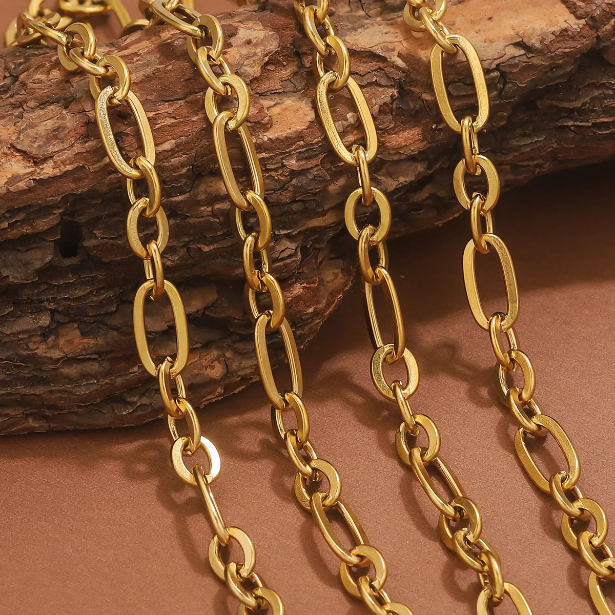 1m Stainless Steel Oval Cross Chain Gold Scroll Fashion Charm DIY Necklace Bracelet Manufacturing Supplies Wholesale Direct Sale