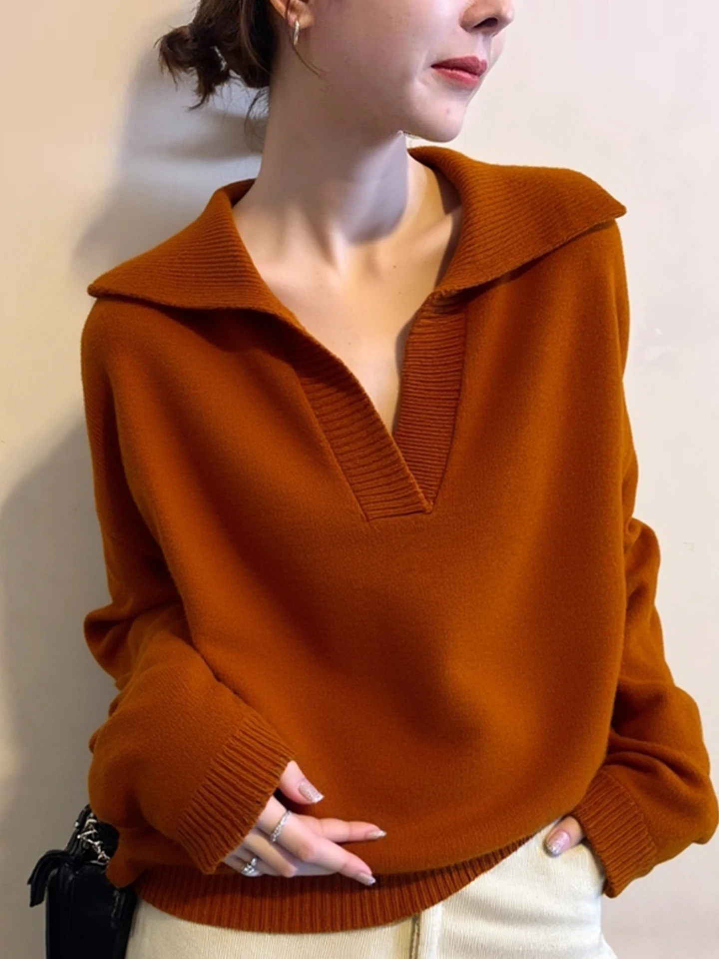 

Удобный повседневный универсальный женский вязаный свитер Long Sve Base irt, зимний новый Sle Commute Sle, базовый S стандартного кроя...