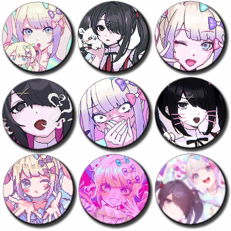 المحتاجة فتاة جرعة زائدة لعبة الكرتون بروش شارة زر دبوس لطيف أنيمي شخصية Ame لحقيبة الظهر اكسسوارات ديكور 58 مللي متر