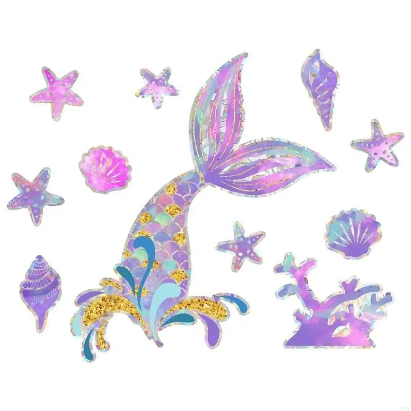 A0KE Durable Marine Creatures Sea Conch Glass Stickers for Home and Office Decoration Easy to Install, No Stickers