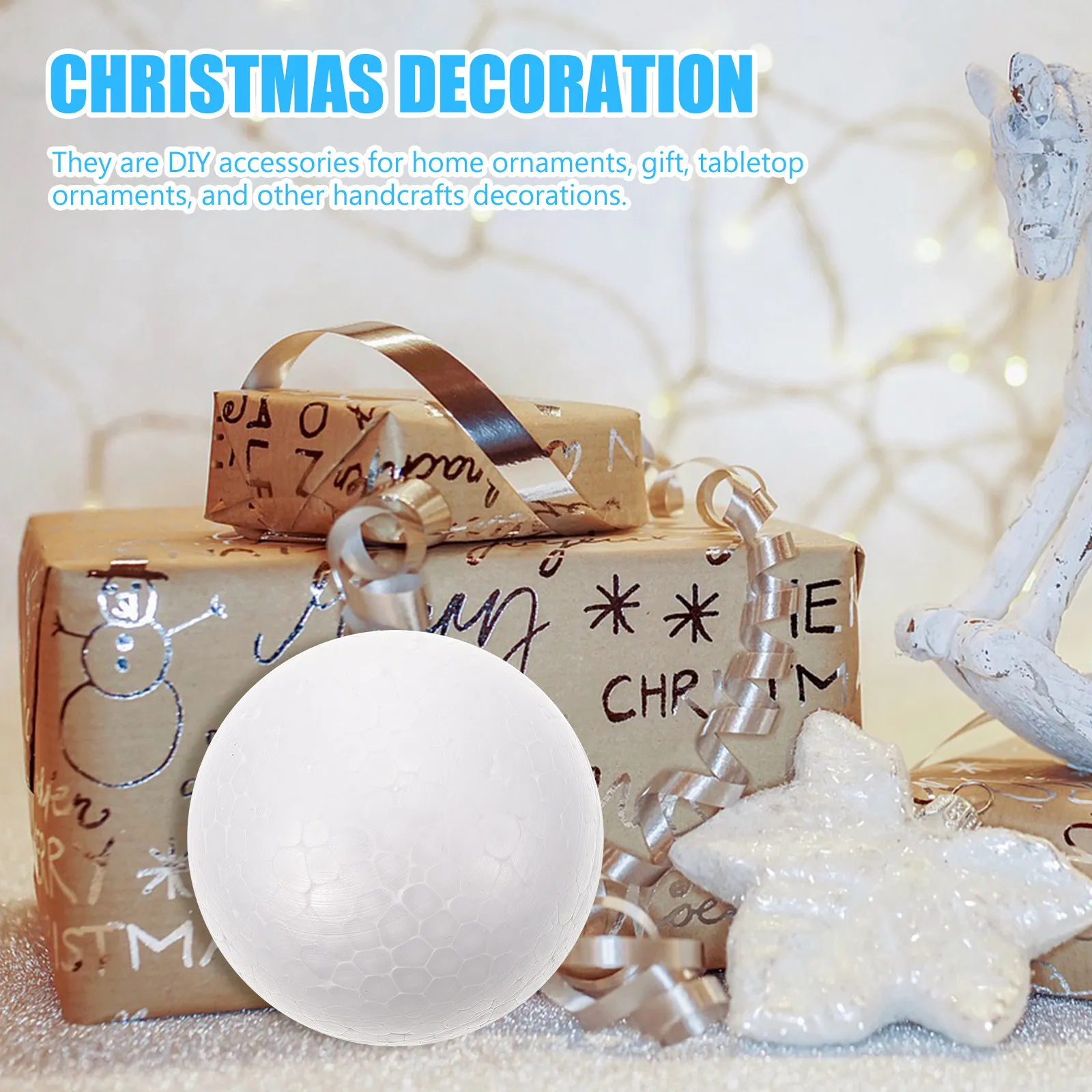 20Pcs Premium Foam Ball DIY Ornament Smooth Surface Easy Customize with Paint Ribbon Lace Twine for Xmas Desktop Decor Scene
