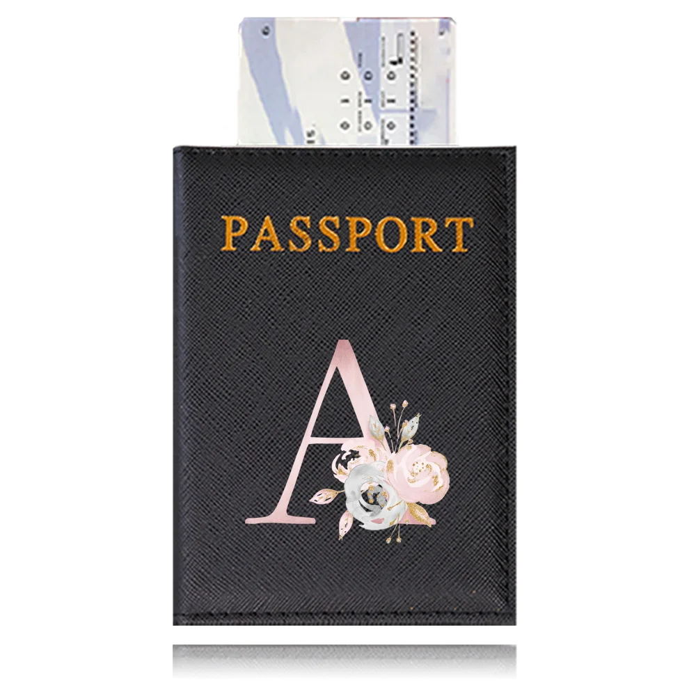 Flugzeug Pass Abdeckung rosa Blumenmuster Serie Reise Pass Fall schwarz Farbe Pass Brieftasche Geldbörse Pässe Inhaber