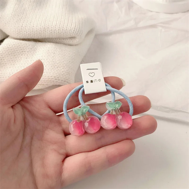 Kids Carrot Hair Ties 5 Pair Non Slip Elastic Hair Bands for Girls Soft Fruit Hair Accessories Toddler view 4