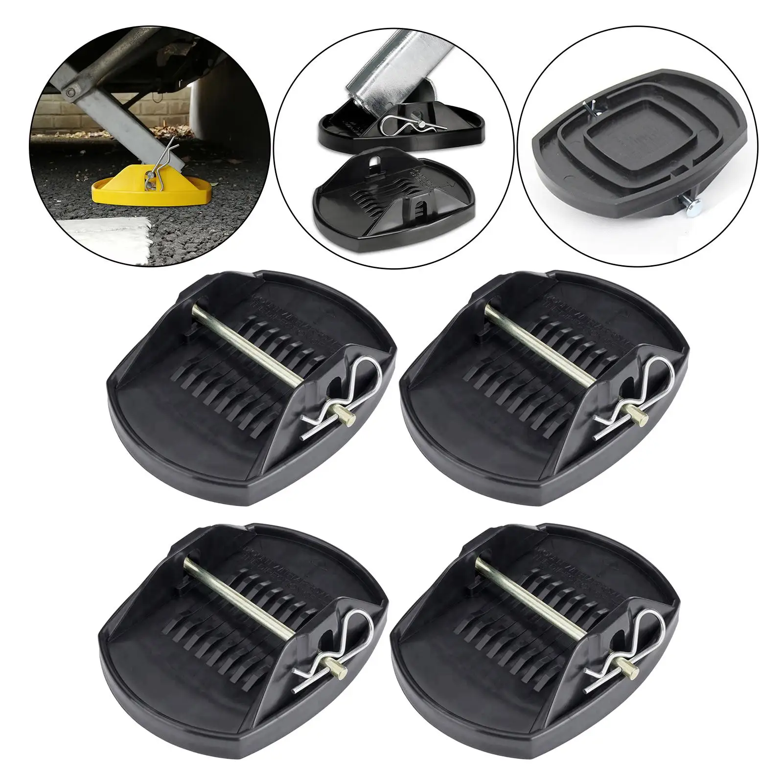 4x Universal Jack Pads Leveller Wheel Foot Leg Support Jacking Lift Pad Support Stand Adapter for Trailers RV