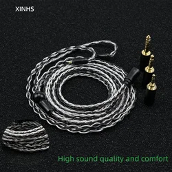 XINHS 8 Core Silver Black Silver Plated Cable Modular Cable with Replaceable Audio Plug