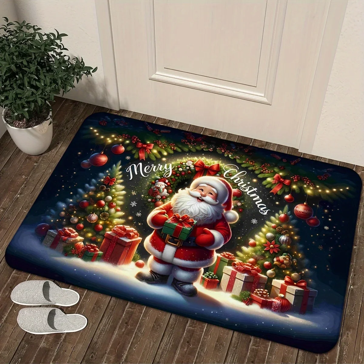 

Christmas Festive Santa Design Welcome Door Mats home decor Kitchen hallway balcony rugs Kitchen floor mat Xmas decorations