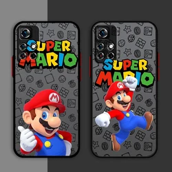 Cartoon Cute Super Mario Phone Case For Redmi Note 13 12 11 10 Pro Plus S T Lite 4G 5G Frosted Translucent Matte Cover