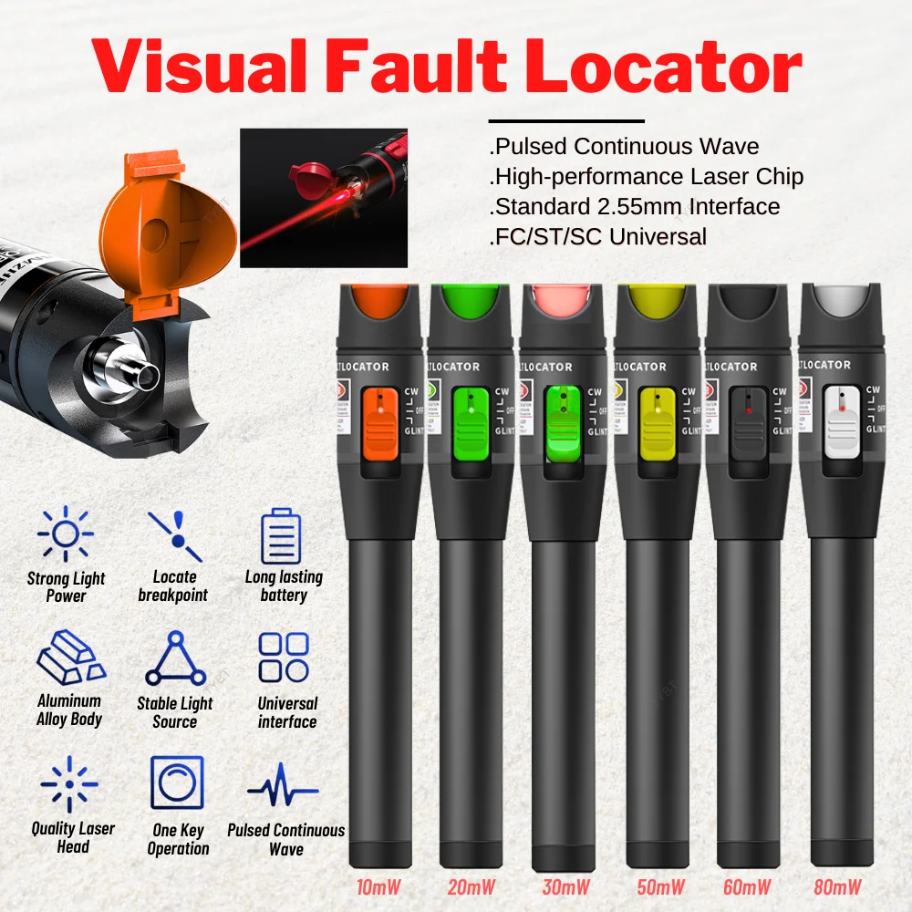 Fiber Optic Visual Fault Locator Fibra continuity tester Red Laser Pen 10mw 20mw 30mw 50mw 60mw 80mw  Original Factory Direct