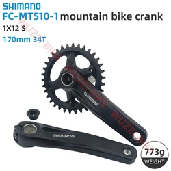 SHIMANO - FC-MT510-1 MTB Crankset 2-PIECE CRANKSET 170 34T 1x12speed Bottom Bracket Threaded BB52 and Press-Fit MT500 12V Crank