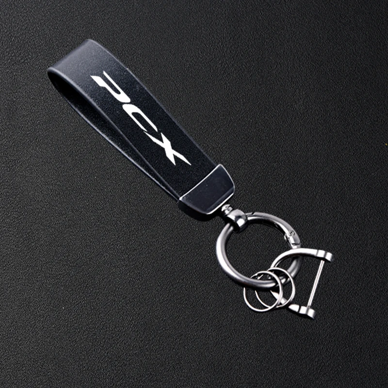 For HONDA PCX 125 150 160 PCX125 PCX150 PCX160 Accessories High-Grade Motorcycle Leather Keychain Metal Keyring Accessories