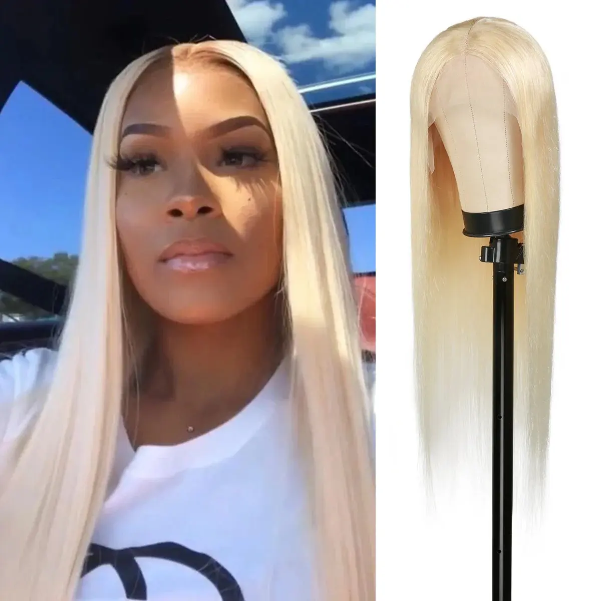 Rosabeauty 13x6 Blonde 613 40Inch HD Transparent Straight Lace Front Human Hair Wigs Glueless 13X4 Frontal Wig Preplucked 250%