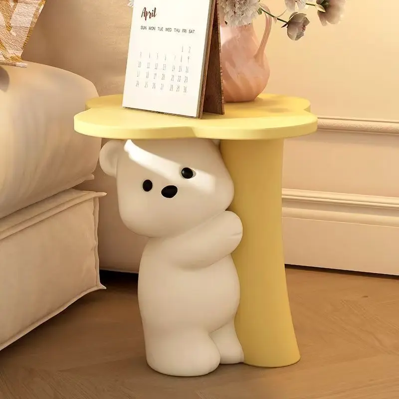 AOLIVIYA Tea Coffee Table Nightstand Storage Rack Sofa Corner Side End Stand Bear Piggy Bank Floor Ornament Decor Home