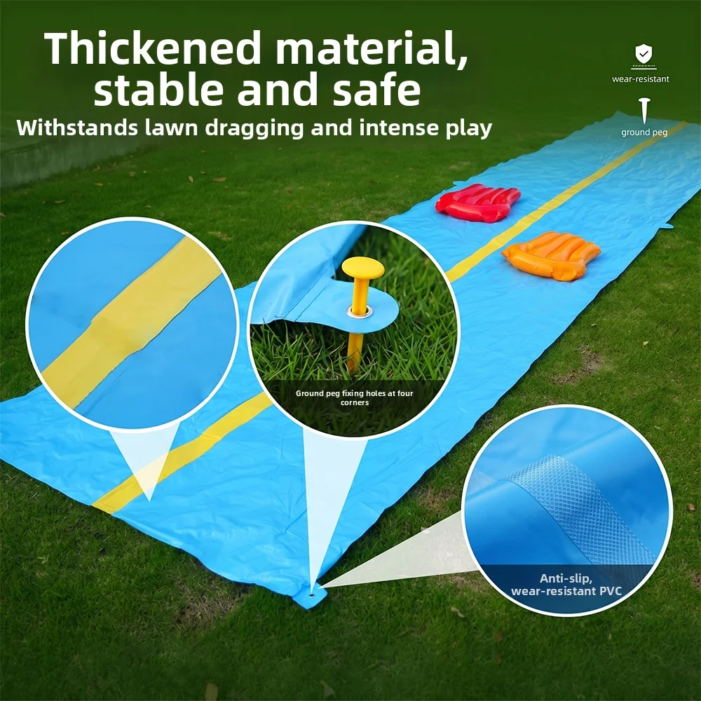 Extra Long Double Lane Inflatable Water Slide 2 Person Large Size Outdoor Backyard Pool Summer Water Play Toy for Family view 5