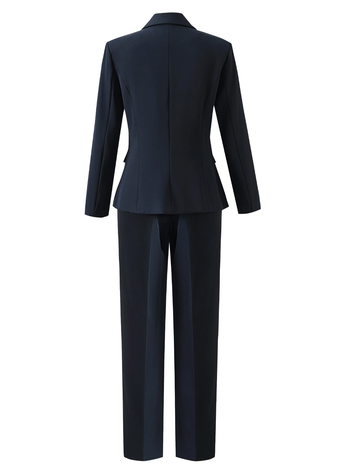 Slim-Fit Long-Sleeve Single-Breasted Suit Set with Pocket, Professional Commuting Style, High-End Elegance, Two-Piece