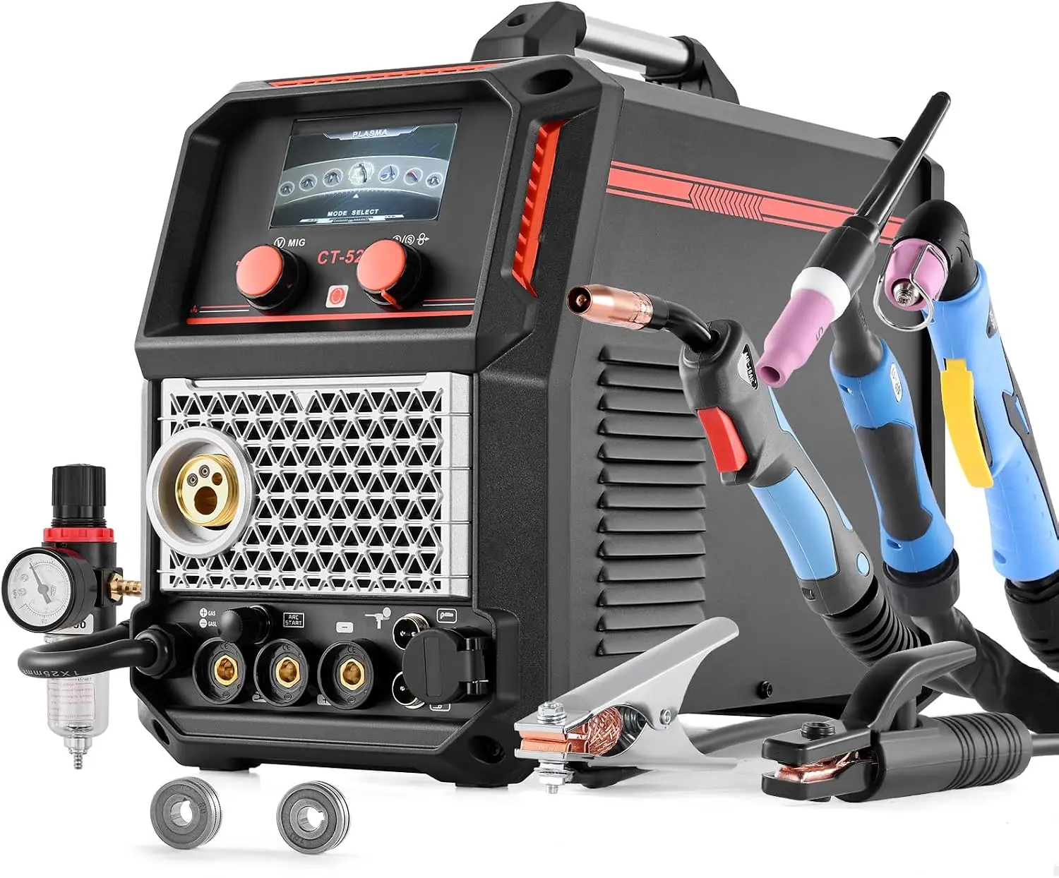 3-in-1 Plasma Cutter Welder Combo - CUT/TIG/MMA, 50A Non-Contact Cutting Machine & 200A TIG Stick Welder, Digital 110/220V Dual