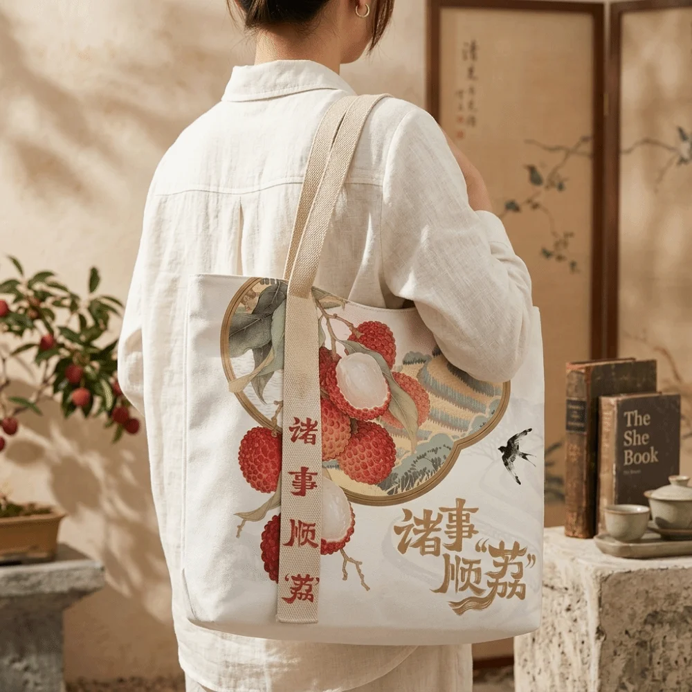 New Floral Canvas Bag Reusable Lightweight Tote Bag Large Capacity Versatile Shopping Bag Daily