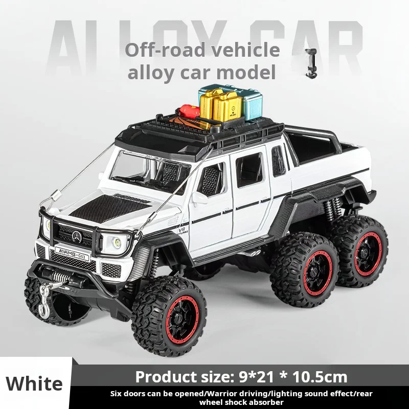 

1:24 Benzs G63 6*6 Off Road Pickup Truck Alloy Scale Car Model Diecast Metal Sound＆Light Children Toy Car Vehicles GIfts