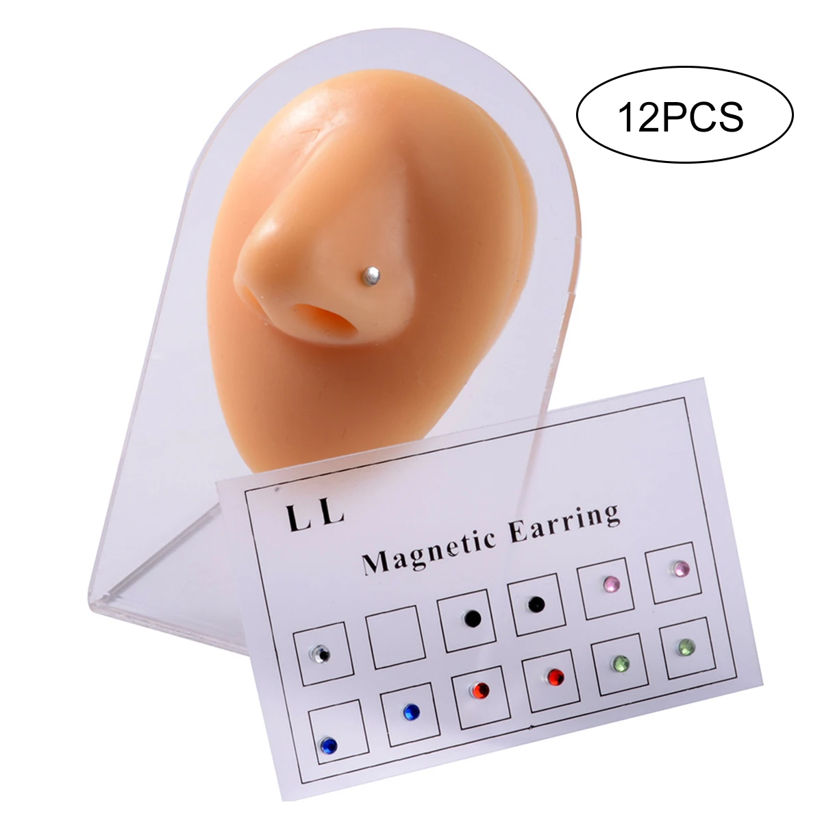 12pcs Hole-less Nose Studs Non-Piercing Drilling Magnetic Magnetic Lip Studs Small Ear Studs Small Size Ear Bone Studs