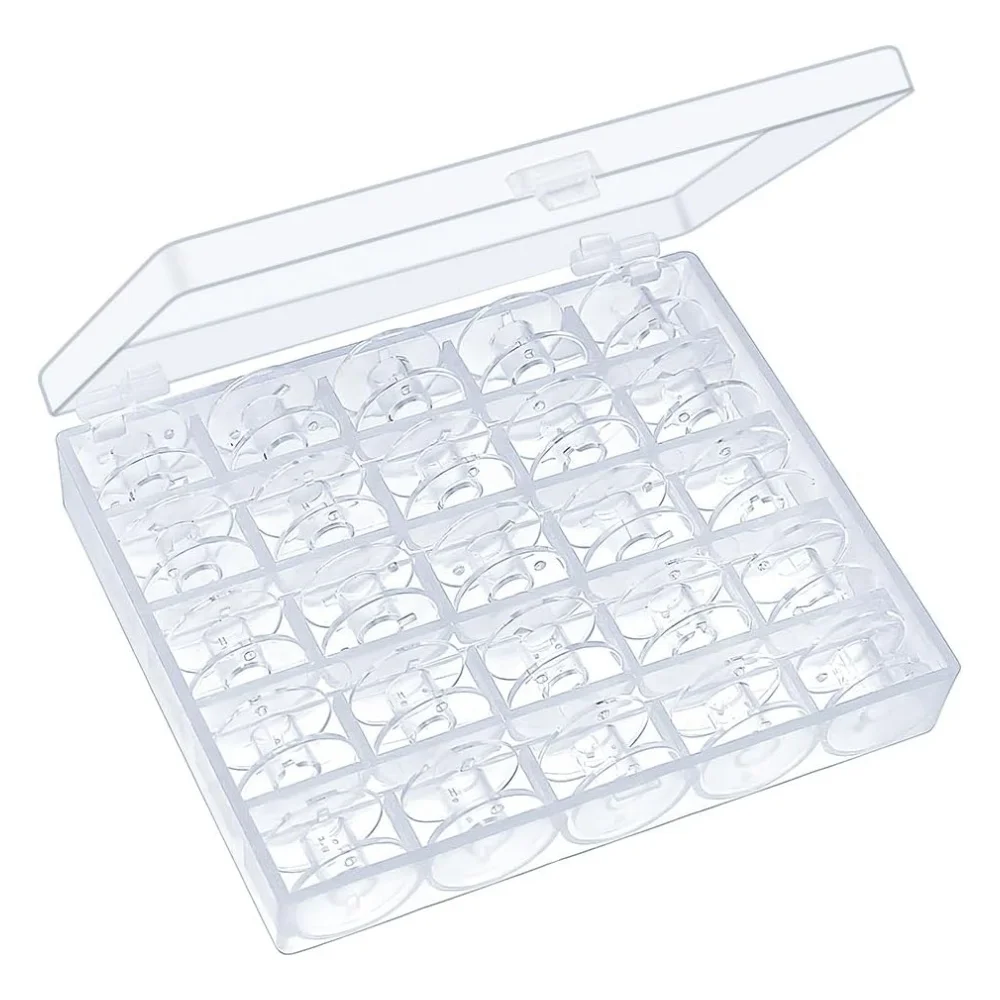 Bobines de Machine à coudre réutilisables, 25 pièces, bobines vides avec boîte de rangement pour la maison, bricolage, accessoires de couture, outils