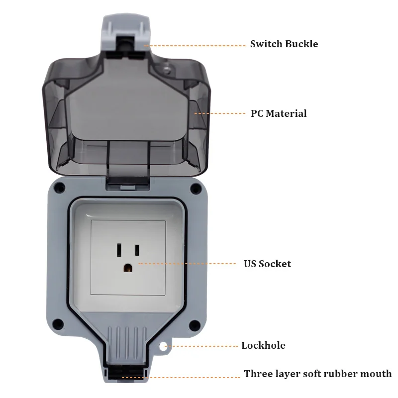 CE IP66 Outdoor Waterproof Socket Outdoor stormproof Socket  250V  2 US American  Receptacle   #MP21 Series