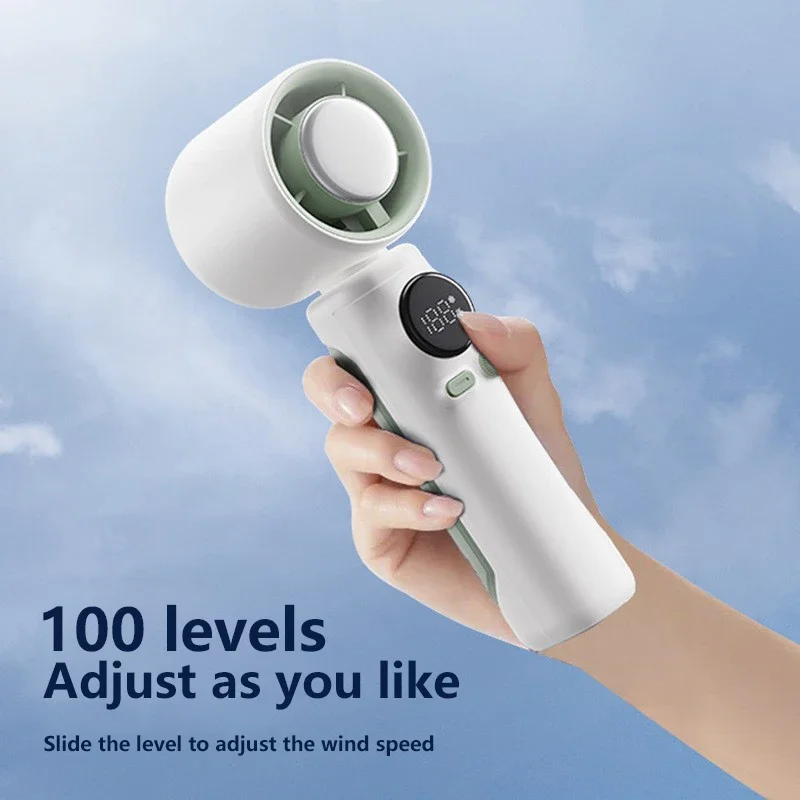 Kipas Listrik Kecepatan Tinggi Genggam 100 Tenaga Angin Kecepatan Dapat Disesuaikan Tanpa Batas Kipas Turbo Nyaman 4000MAH dengan Fungsi Pendinginan