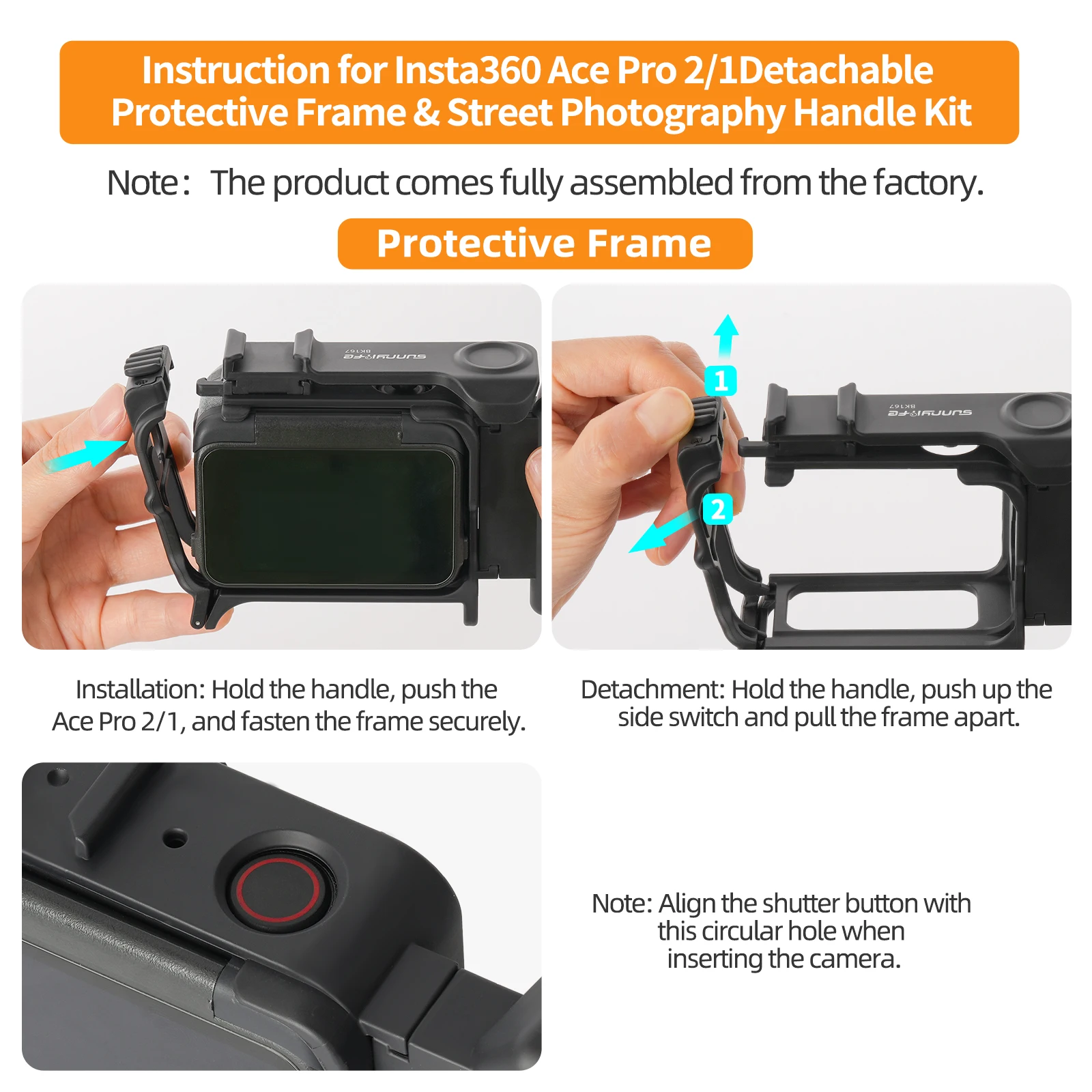 Für Insta360 Ace Pro 2 1 Kameraschutzrahmen Abnehmbarer Handgriff Straßenfotografie-Griff mit Schnellwechselbasis Zubehör – Detail 16