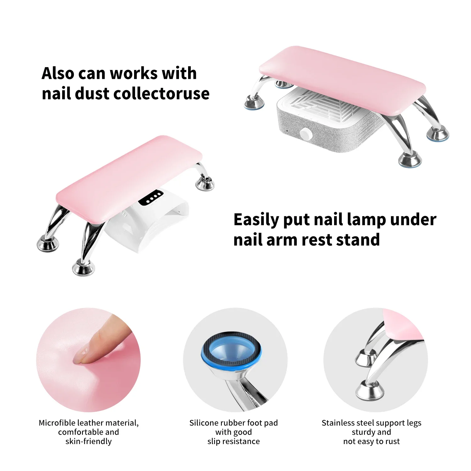 ネイルサロン用アームレストとネイルアートマットセット 超極細繊維レザーハンドピロー 滑り止めと耐摩耗性 汎用