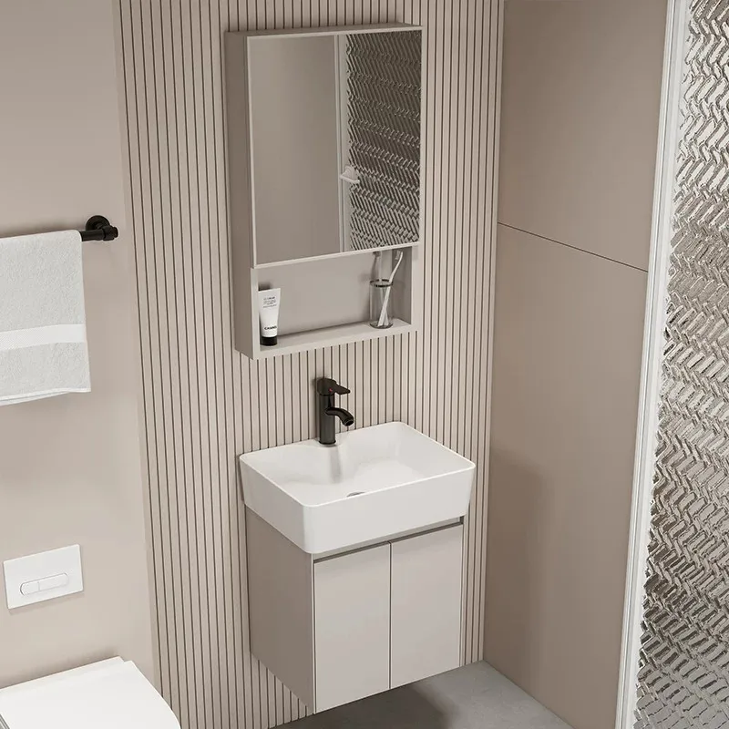 Jiumu waterproof bathroom cabinet, bathroom combination, small size wash basin, ceramic integrated wash basin, mini wash table.
