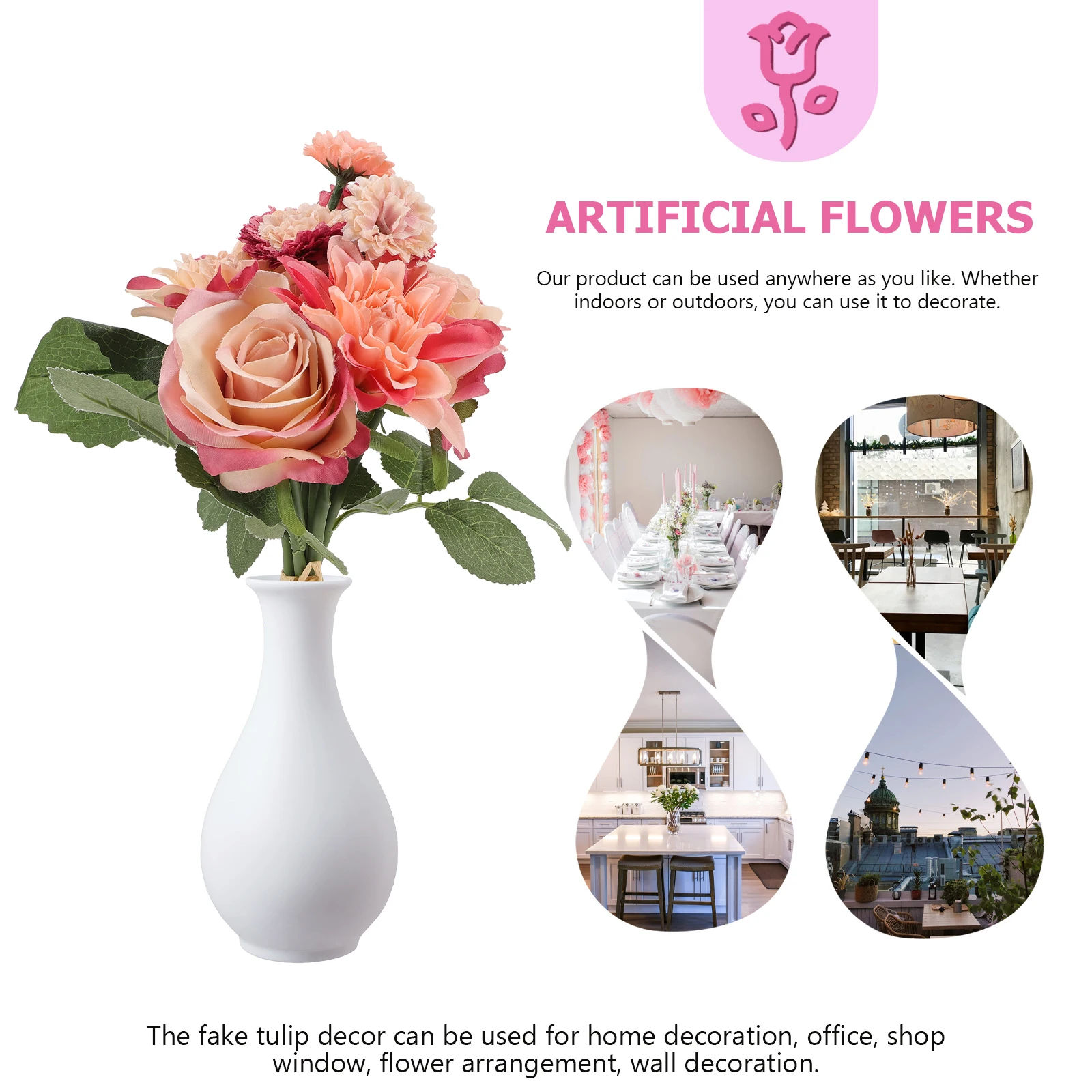 

Artificial Bouquet Flowers Table Plastic Arrangement Party Decoration Decorations