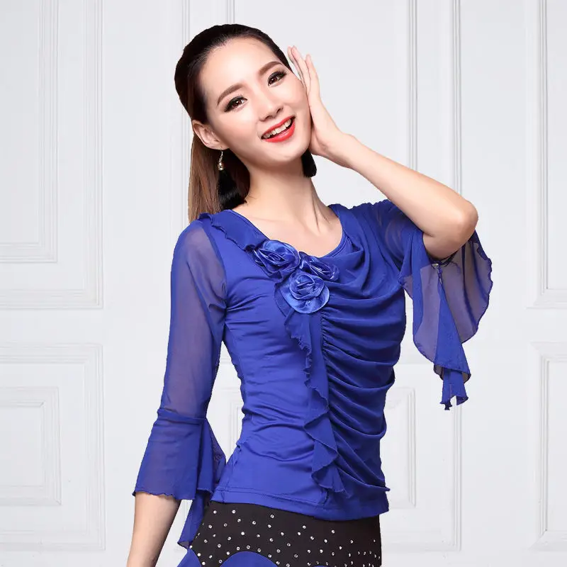 

Square Dance Costumes Tops New Summer Latin Dance Performances Female Adult Dance Practice Clothes
